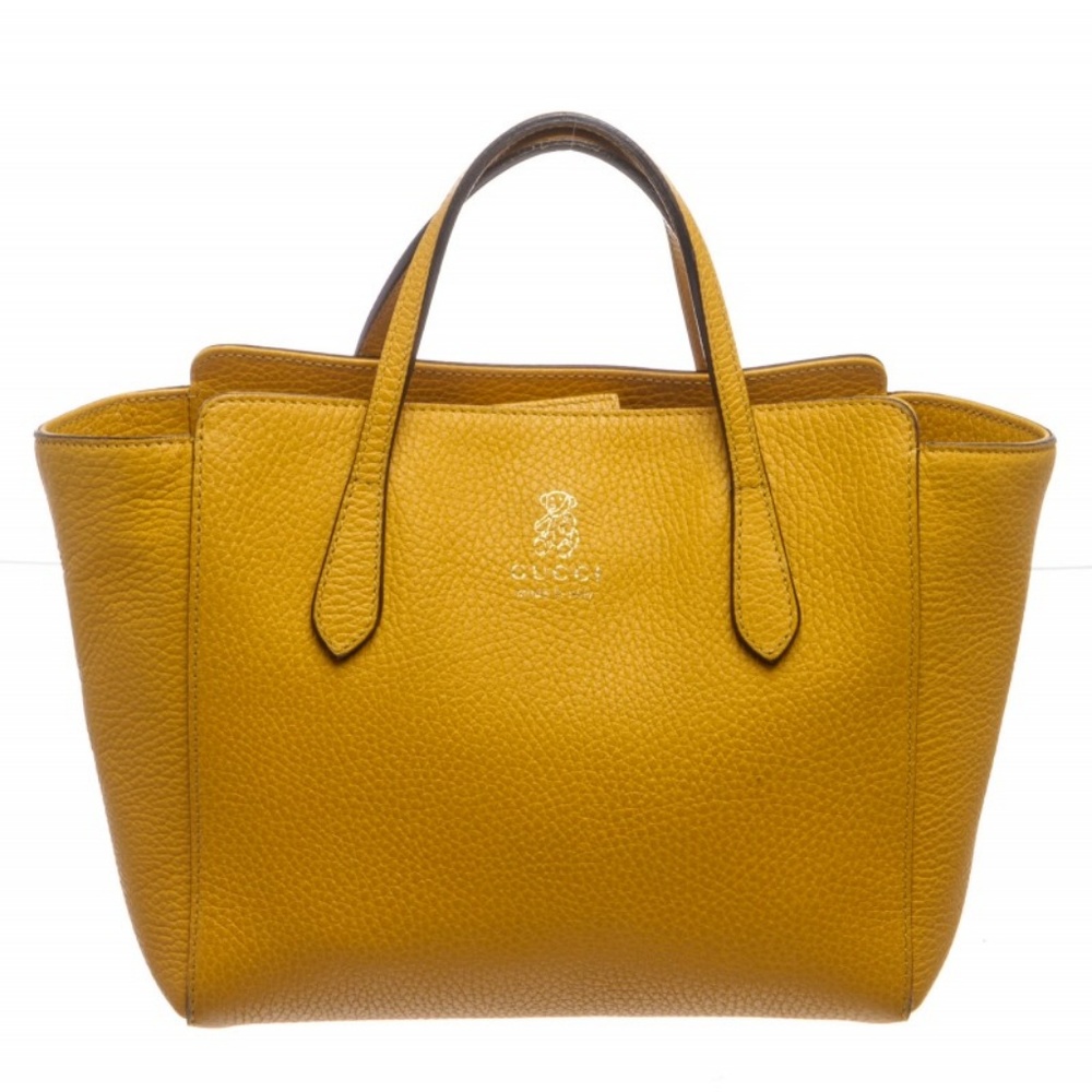 Gucci Yellow Textured Leather Swing Tote Bag